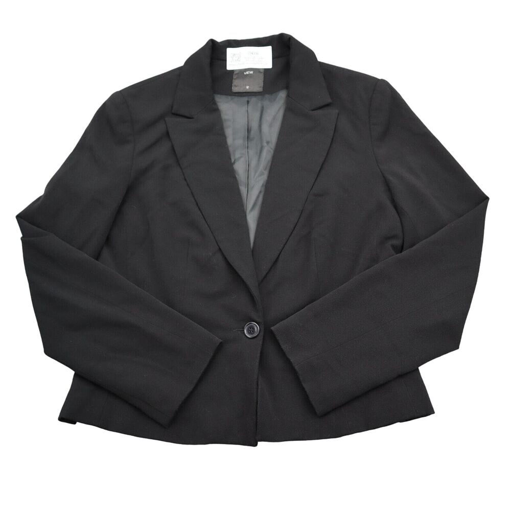 View Suit Womens 12 Black Skirt Suit Notch Lapel Single Breasted Blazer